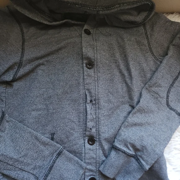 Men's Gray Button-Up Hoodie - Picture 3 of 10